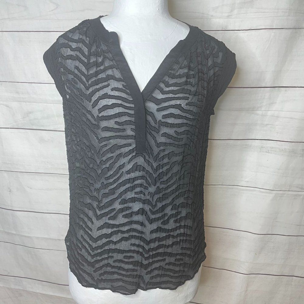 Rebcca Taylor black tiger stripe sheer top 4